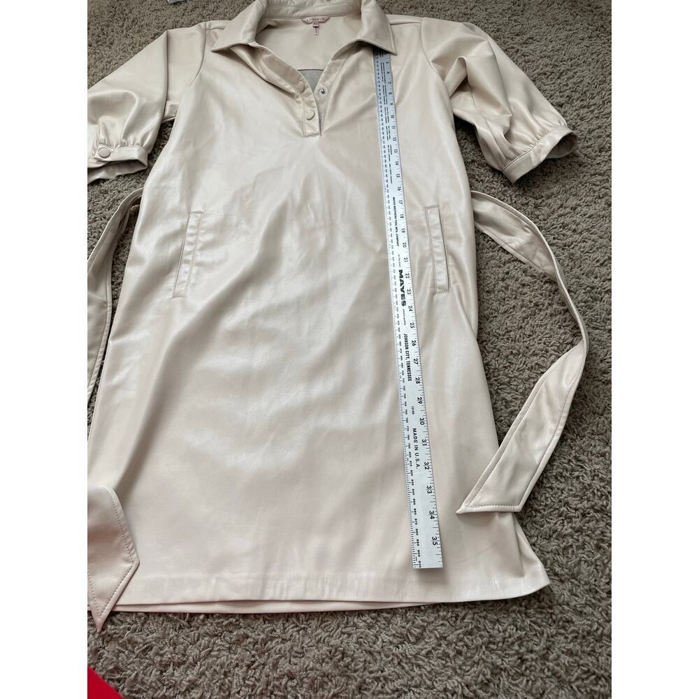 EsQualo super soft vegan leather shirt dress cream size 4 - Picture 13 of 14